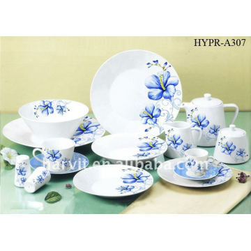Round Porcelain Dinner Set,Plate/Tea Cup &saucer/Tea Pot Elegant Beautiful Part Decal Ceramic Dinnerware Sets